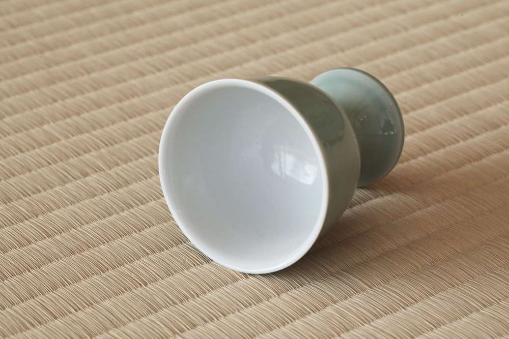 脚付きカップ　青磁 朝日窯工房作