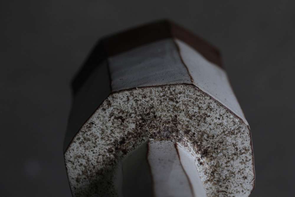 花入 粉引 砧形 十六世豊斎作