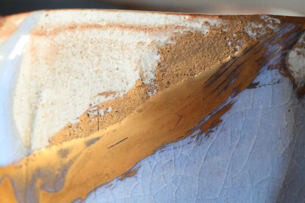 茶盌 月白釉流シ 十六世豊斎作