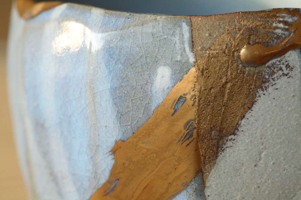 茶盌 月白釉流シ 十六世豊斎作