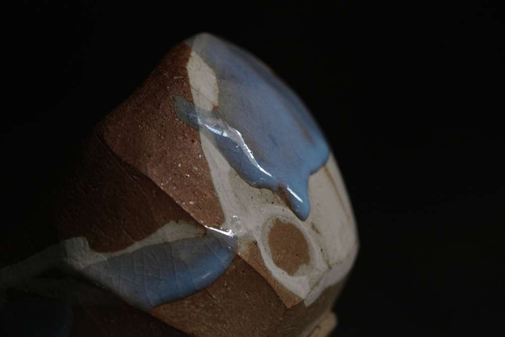 茶盌 月白釉流シ 十六世豊斎作