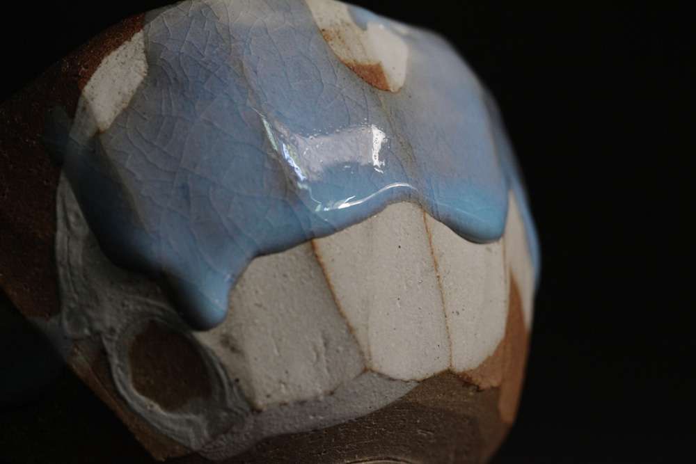 茶盌 月白釉流シ 十六世豊斎作