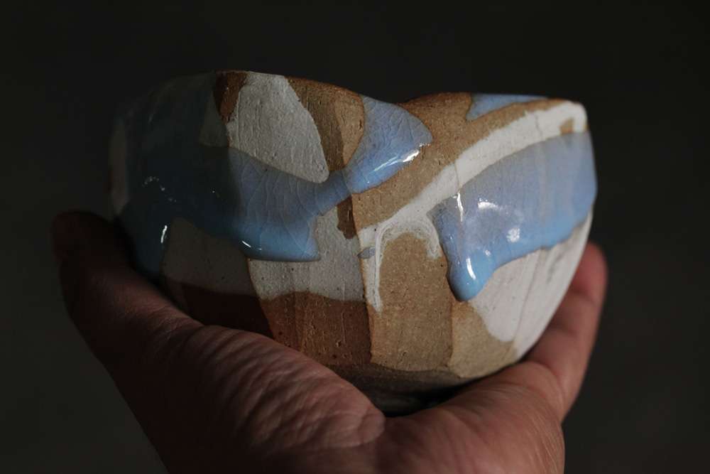 茶盌 月白釉流シ 十六世豊斎作