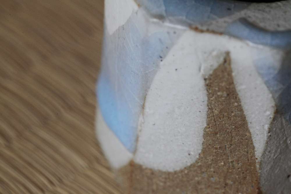 蓋置 月白釉流シ面取 十六世豊斎作