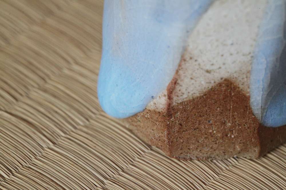 蓋置 月白釉流シ面取 十六世豊斎作