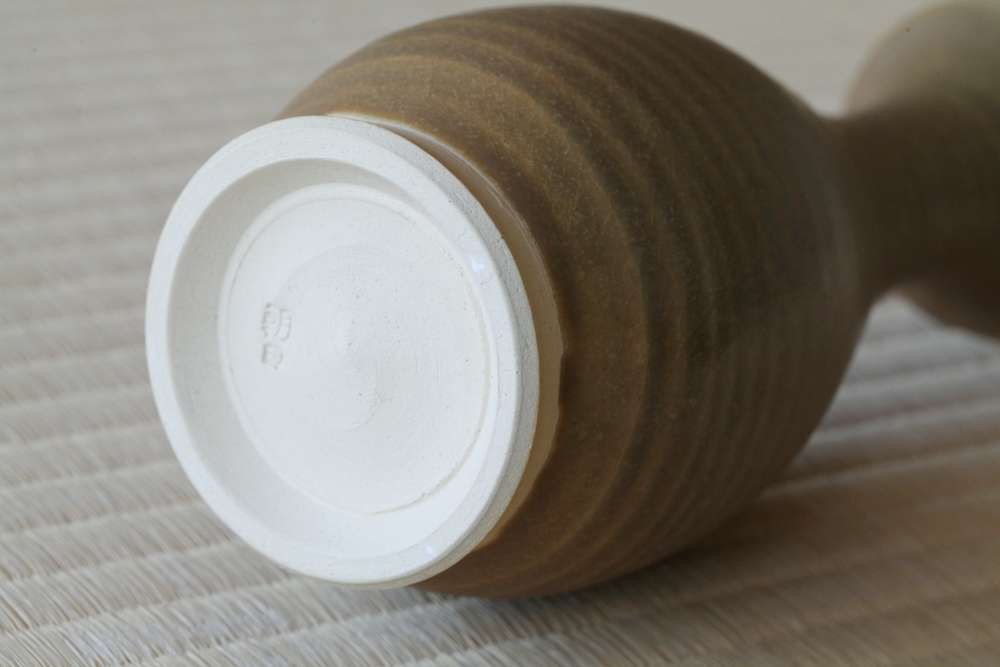 花入 松灰釉 鶴首 朝日窯工房作