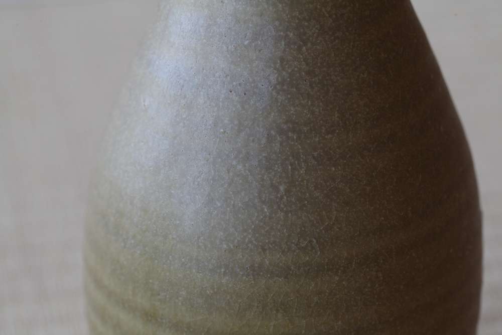 花入 松灰釉 鶴首 朝日窯工房作