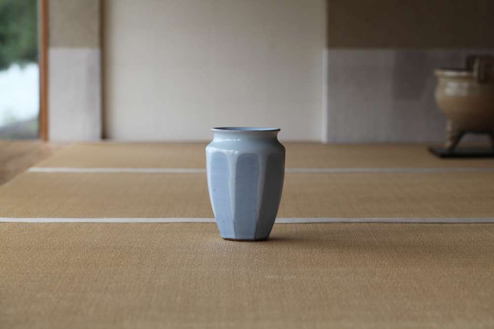 花入 月白釉  S 朝日窯工房作