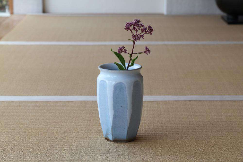 花入 月白釉  S 朝日窯工房作