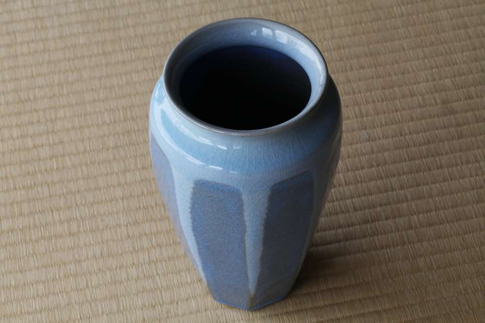 花入 月白釉  L 朝日窯工房作