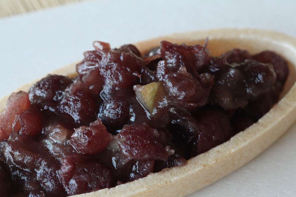 玉露のための小豆菓子-季節の柚子小豆-