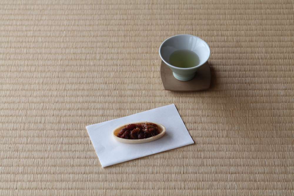 玉露のための小豆菓子-季節の柚子小豆-